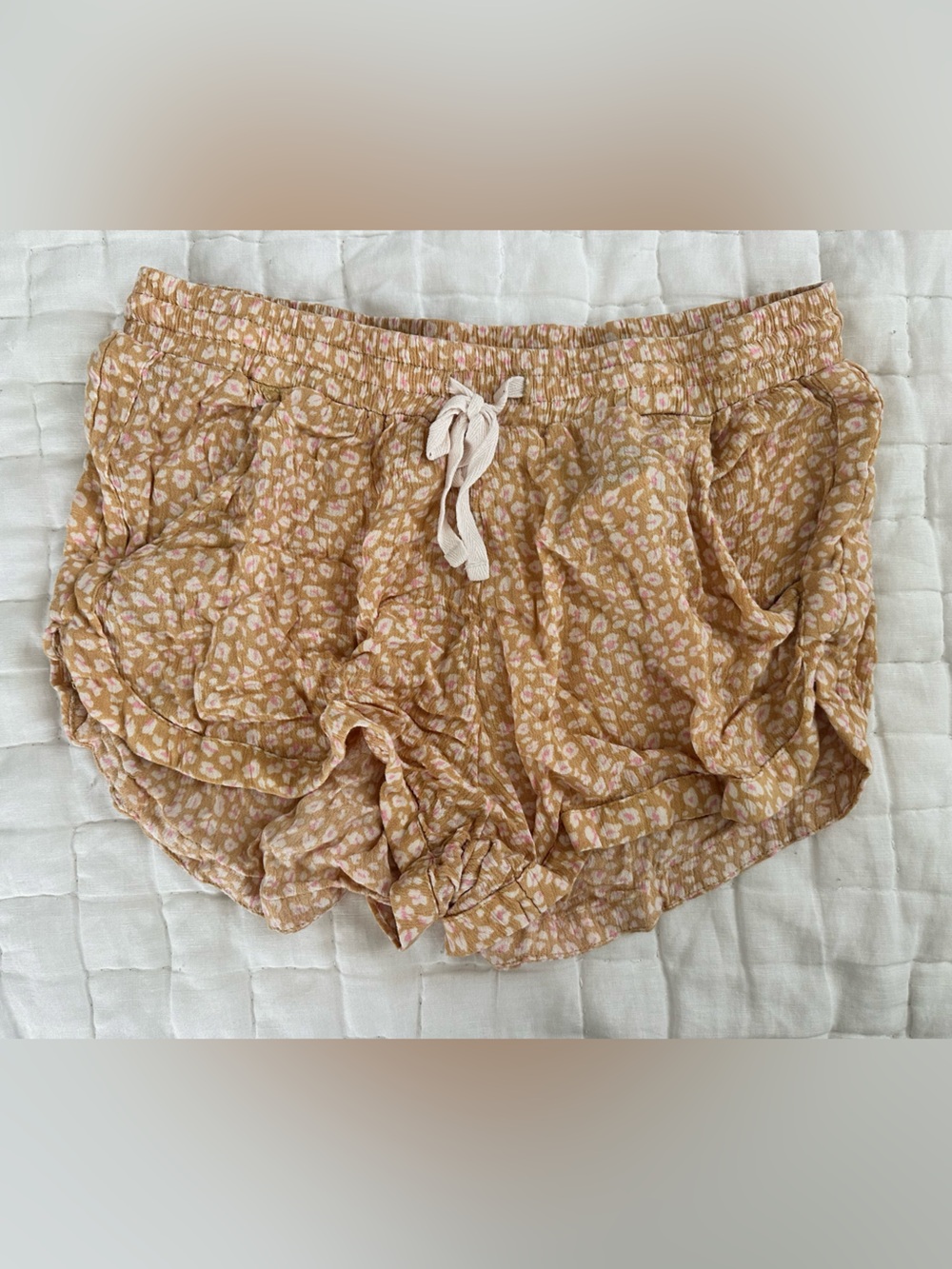 Billabong Mustard and Blush Printed Drawstring Shorts